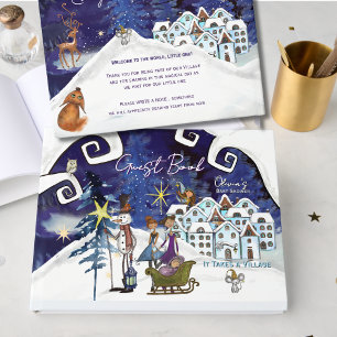 Livre d'or pour Baby Shower 'Magie d'hiver bleu gl