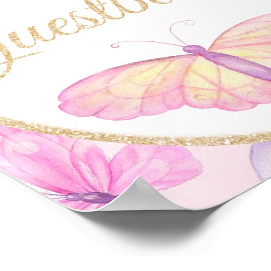 Livre d'or pour Baby Shower Papillon Rose et Viole (Coin)