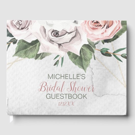 Livre d'or pour invités de mariage Bouquet de rose (Recto)