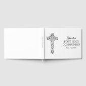 Livre D'or Première Communion Noire Croix Blanche Hôte (Complet)