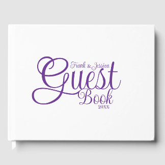 Livre D'or Prénom Moderne Élégante Blanche Violet Calligraphi