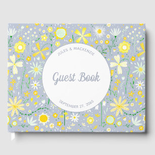 Livre D'or Pretty Blue Botanical Wildflower Floral Wedding