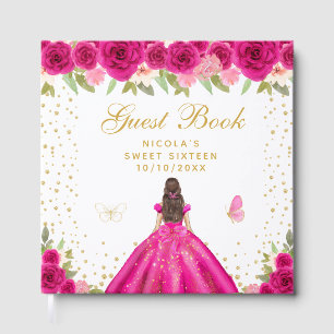 Livre D'or Princesse aux Cheveux Bruns Rose Chaud Sweet Sixte