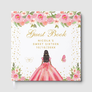 Livre D'or Princesse Fleur Rose Peau Sombre Douze Ans