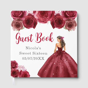 Livre D'or Princesse florale en robe rouge Sweet Sixteen