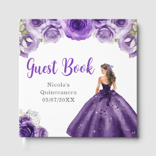 Livre D'or Princesse florale en robe violet foncé Quinceanera