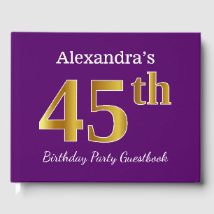 Livre D'or Purple, Faux Gold 45th Birthday Party; Nom personn