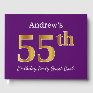 Livre D'or Purple, Faux Gold 55th Birthday Party; Nom personn