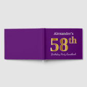 Livre D'or Purple, Faux Gold 58th Birthday Party; Nom personn (Complet)