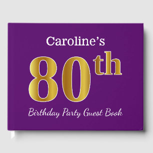 Livre D'or Purple, Faux Gold 80th Birthday Party; Nom personn
