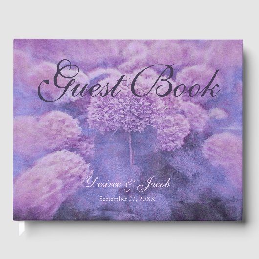 Livre D'or Purple Hydrangea Floral Country Russe Mariage (Recto)