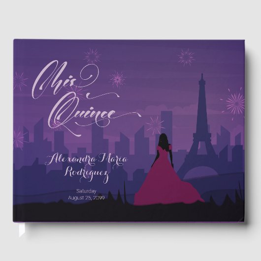 Livre D'or Purple Pink Paris Fireworks Quinceañera (Recto)