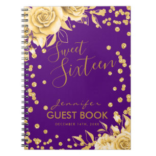 Livre d'or Purple Sweet 16 Parties scintillant Flo
