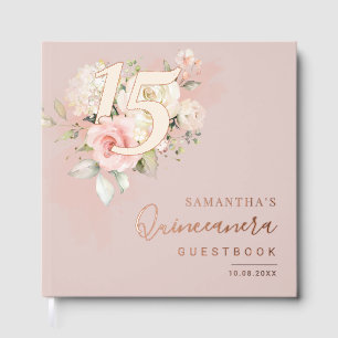 Livre d'or Quinceanera 15e anniversaire Floral Scr