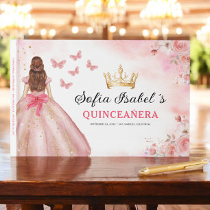 Livre D'or Quinceañera Blush Floral Princess Butterflies Gold