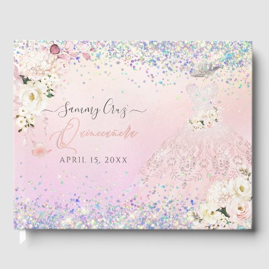 Livre D'or Quinceanera Blush Princesse Parties scintillant Go (Recto)