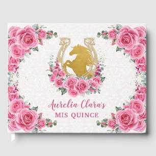 Livre D'or QUINCEAÑERA Charro Rose Rose Floral Horse Princess