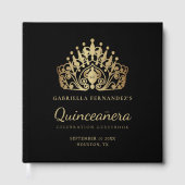 Livre D'or Quinceanera Elegant Black Gold Tiara Couronne (Recto)