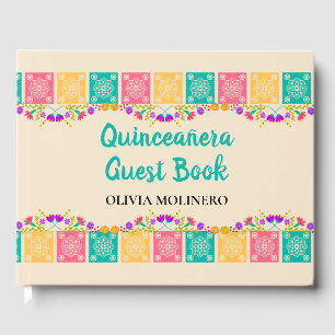Livre D'or Quinceanera Floral Papel Picado Mes Quinze Ans