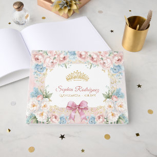 Livre D'or Quinceanera florale de cou rose classique personna