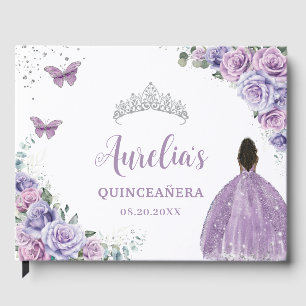 Livre D'or QUINCEAÑERA Lavande Purple Floral Brown Princesse
