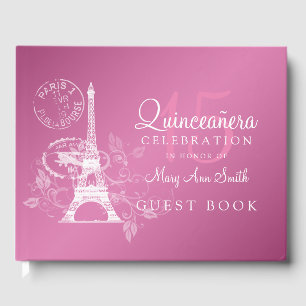 Livre d'or Quinceanera Party Paris Pink