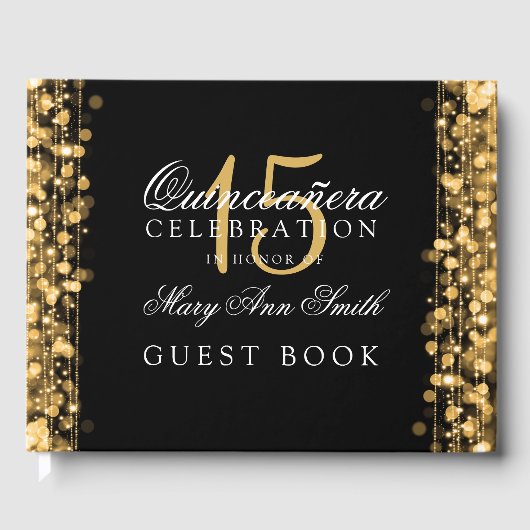 Livre d'or Quinceanera Party Sparkles Gold (Recto)