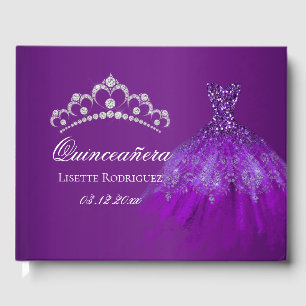 Livre D'or Quinceanera personnalisée violet foncé