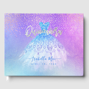 Livre D'or Quinceanera Princess Parties scintillant Gown, Aqu