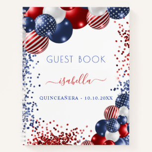 Livre d'or Quinceanera rouge blanc bleu patriotiqu