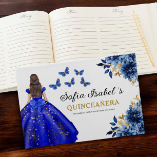 Livre D'or Quinceañera Royal Blue Gold Princess Butterflies