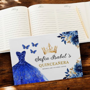 Livre D'or Quinceañera Royal Blue Gold Princess Butterflies
