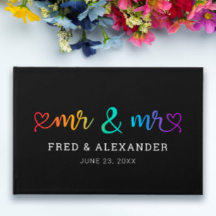 Livre D'or Rainbow Script Black Mr & Mr Gay Mariage