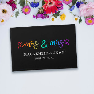 Livre D'or Rainbow Script Black Mrs & Mrs Lesbian Mariage
