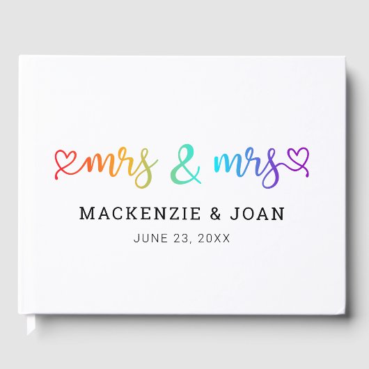 Livre D'or Rainbow Script Mrs & Mrs Lesbian Mariage (Recto)