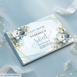 Livre D'or Rayant Pastel Bleu Peonies Blancs Sweet sixteen