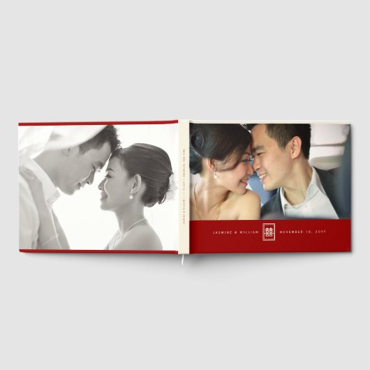 Livre D'or Rectangle double bonheur Mariage chinois classique (Complet)