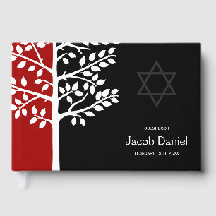 Livre D'or Red Black Tree of Life Bar Mitzvah