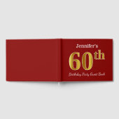Livre D'or Red, Faux Gold 60th Birthday Party + Nom personnal (Complet)