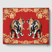 Livre D'or Red gold elephants Indian wedding personalized (Verso)
