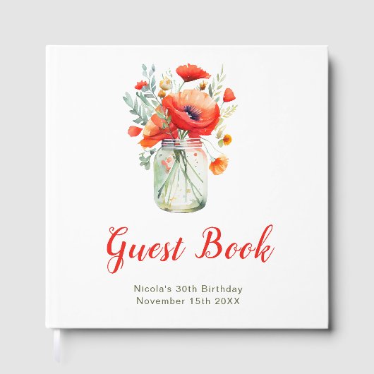 Livre D'or Red Poppies Mason Jar Birthday Party (Recto)