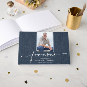 Livre D'or Registre de condoléances en denim pour mémorial de