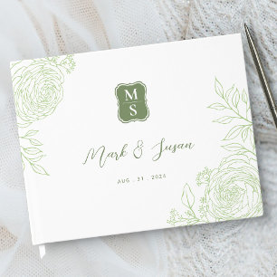 Livre D'or Registre de mariage à dessin linéaire de Ranunculu