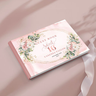 Livre D'or Registre des invités pour un Sweet Sixteen Rose Go