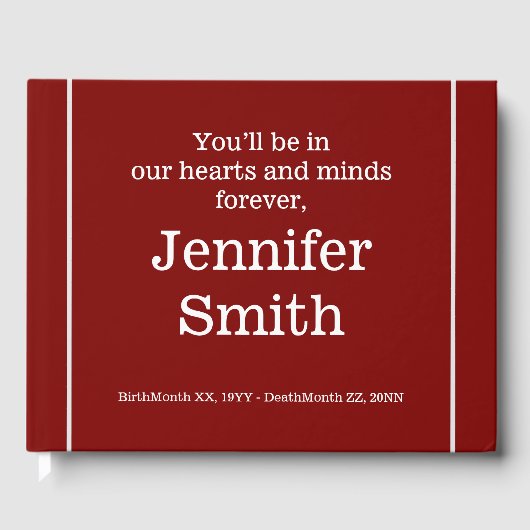 Livre D'or Respectable & Basic Memorial Guest Book (Recto)