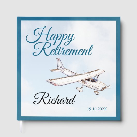 Livre D'or Retirement Party Guest book with Airplane Design 3 (Recto)