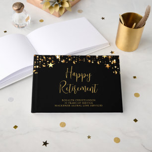 Livre D'or Retraite Black Gold Stars Années de service Nom