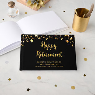 Livre D'or Retraite Black Gold Stars Années de service Nom