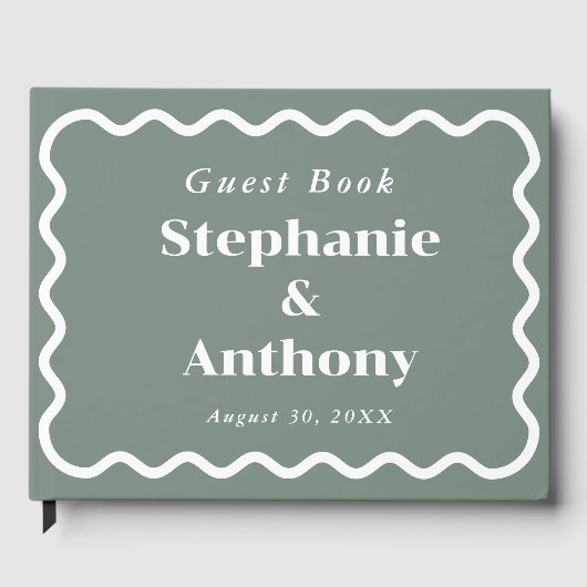 Livre D'or Retro 1950s Wavy Edge Mariage rouge foncé (Recto)