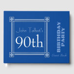Livre D'or Retro Blue 90th Birthday Party Guest Book<br><div class="desc">Style vintage et rétro pour ce livre d'hôtes personnalisable 90e anniversaire de fête en bleu avec un cadre semi-transparent. Vous pouvez facilement modifier l'arrière - plan de couleur et le texte (police, couleur, taille et position) en cliquant sur le bouton personnaliser. Disponible en carnet classeur et spiral. Jour d'anniversaire correspondant...</div>